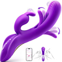 Vibrator Sex Toys for Women - 4IN1 Rabbit Vibrators Adult Toys with 7 Flapping & Vibrating & Tapping Modes, New APP G Spot Anal Thrusting Dildo, Clitoral Vibrater for Female Couples Rose Sex Toy Games