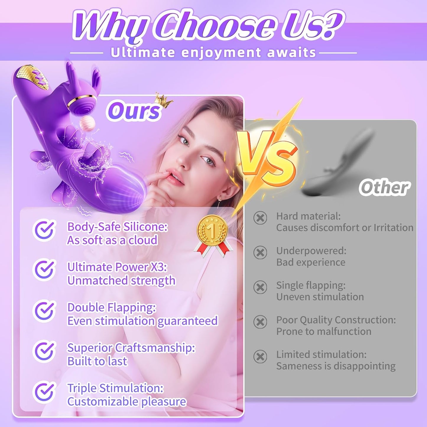 Vibrator Sex Toys for Women - 4IN1 Womens Sex Toys with 10 Flapping 10 Vibrating & 7 Tapping, G Spot Vibrators Rose Toy for Clitoral Nipple Anal Stimulator, Rabbit Vibrator Female Couples Sex Toy