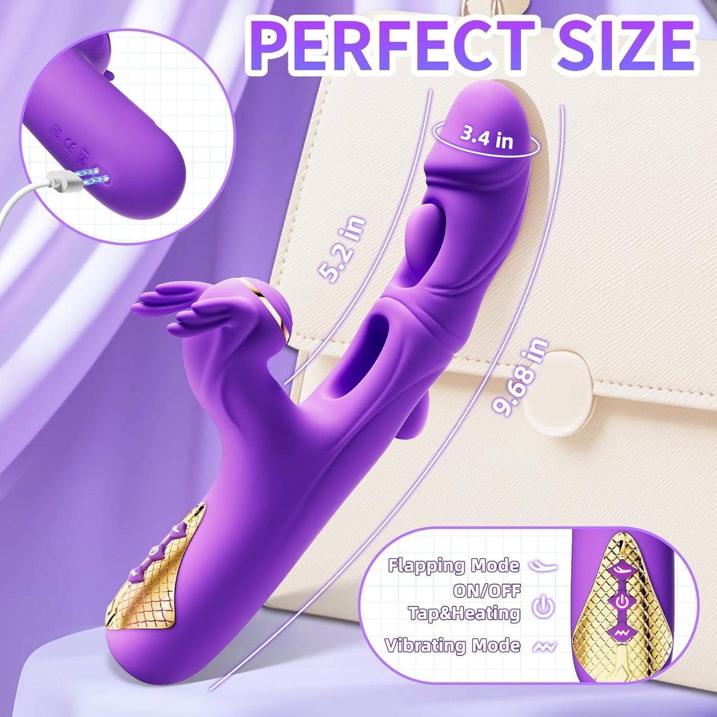 Vibrator Sex Toys for Women - 4IN1 Womens Sex Toys with 10 Flapping 10 Vibrating & 7 Tapping, G Spot Vibrators Rose Toy for Clitoral Nipple Anal Stimulator, Rabbit Vibrator Female Couples Sex Toy