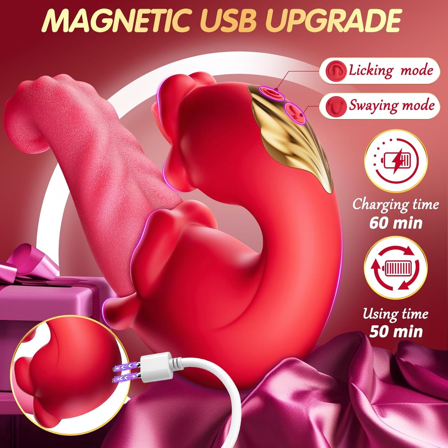 Sex Toys Realistic Tongue Vibrator for Women – 10 Licking Clitoral & 10 Swing Vibration Modes,  Rose Toy Thrusting Vibrators Dildo, Adult Toy Stimulator Pleasure Tools for Female Couples Games