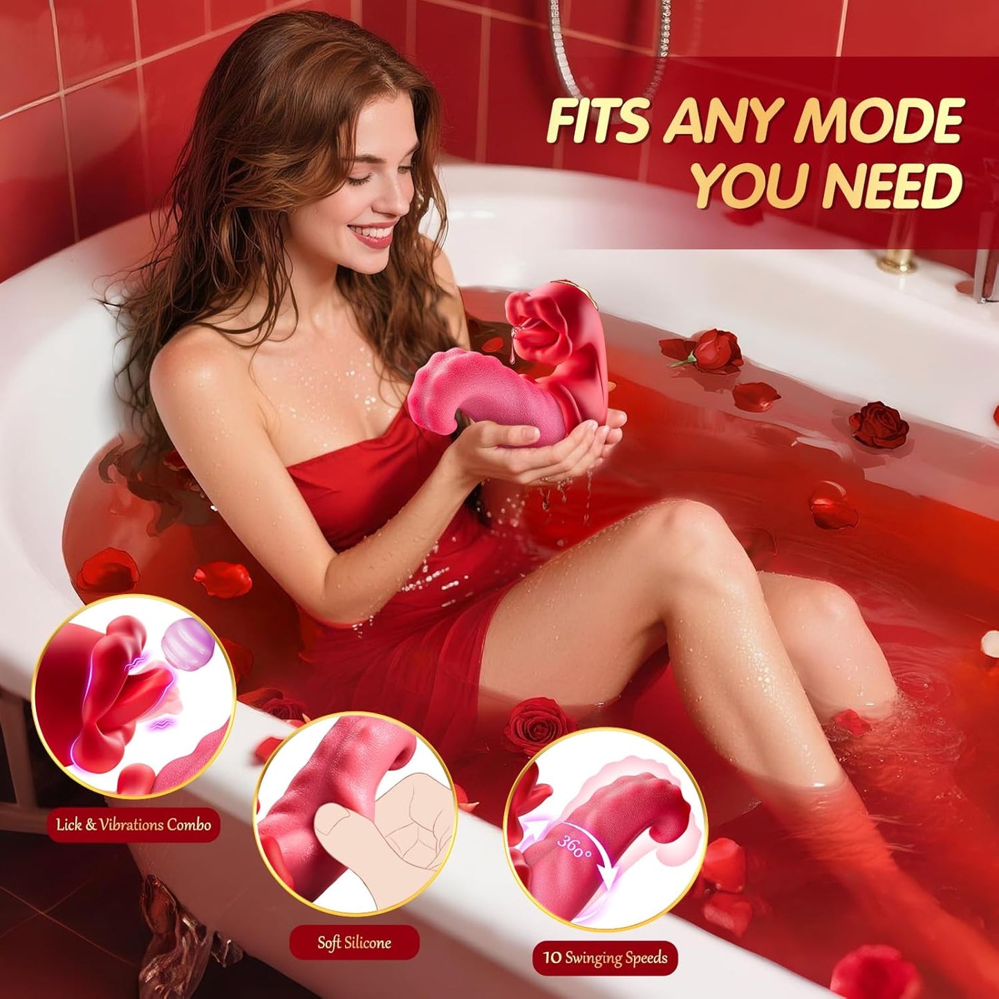 Sex Toys Realistic Tongue Vibrator for Women – 10 Licking Clitoral & 10 Swing Vibration Modes,  Rose Toy Thrusting Vibrators Dildo, Adult Toy Stimulator Pleasure Tools for Female Couples Games