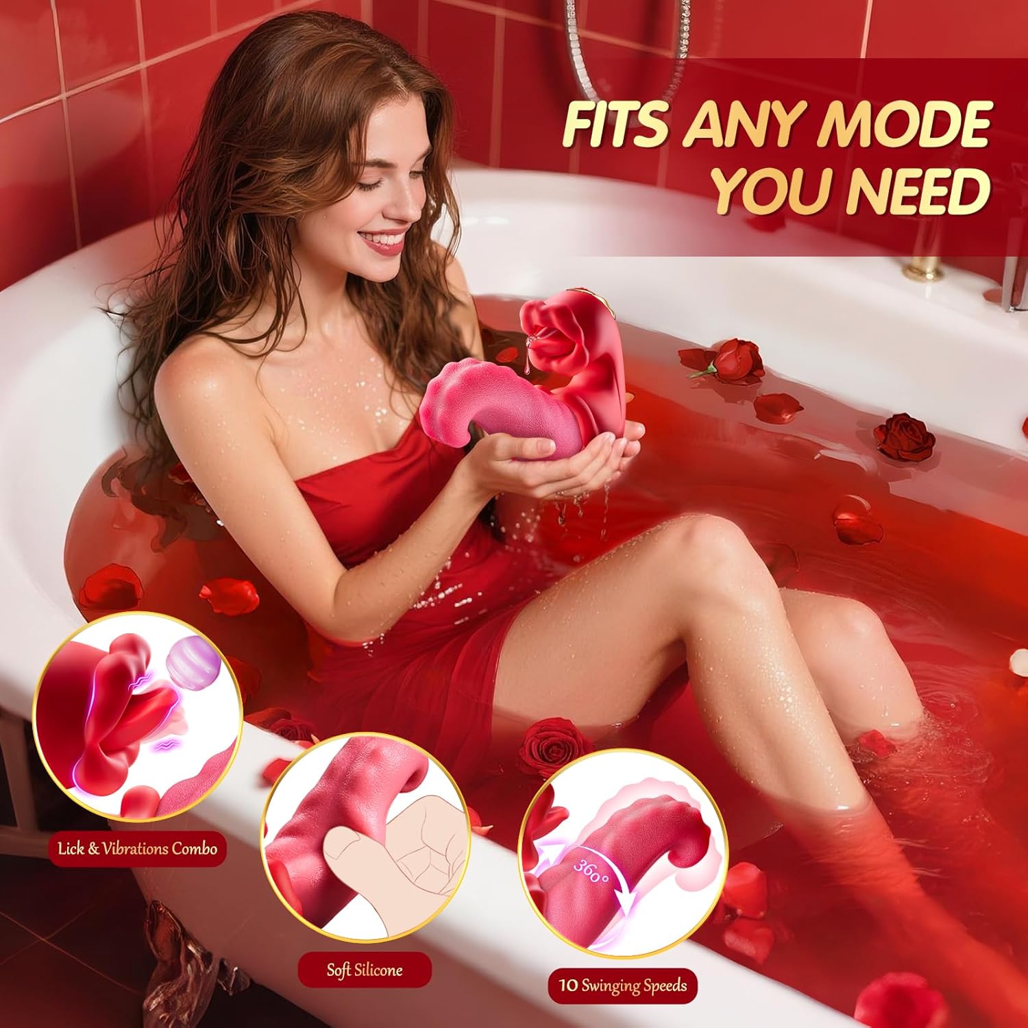 Sex Toys Realistic Tongue Vibrator for Women – 10 Licking Clitoral & 10 Swing Vibration Modes,  Rose Toy Thrusting Vibrators Dildo, Adult Toy Stimulator Pleasure Tools for Female Couples Games