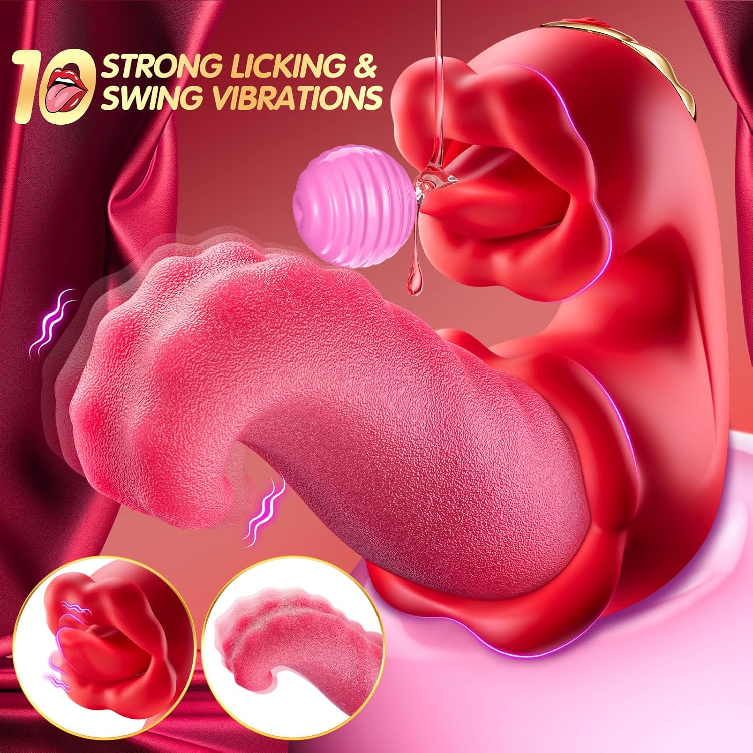 Sex Toys Realistic Tongue Vibrator for Women – 10 Licking Clitoral & 10 Swing Vibration Modes,  Rose Toy Thrusting Vibrators Dildo, Adult Toy Stimulator Pleasure Tools for Female Couples Games
