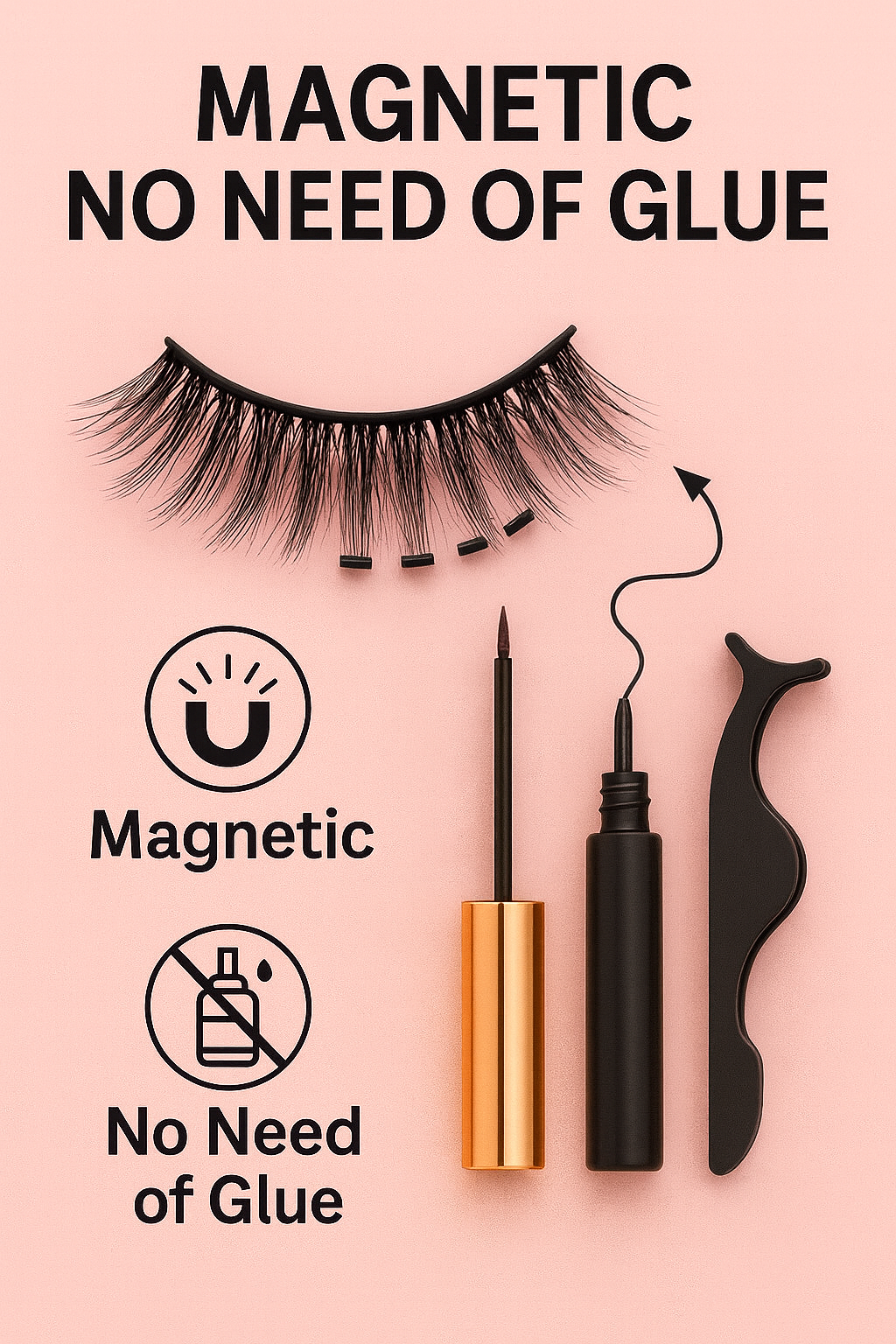 Magnetic Eyelashes & Eyeliner Kit – 7 Pairs Reusable 3D Wispy Lashes, Natural & Fluffy False Eyelashes Set with 7 Styles for Everyday & Glam Looks