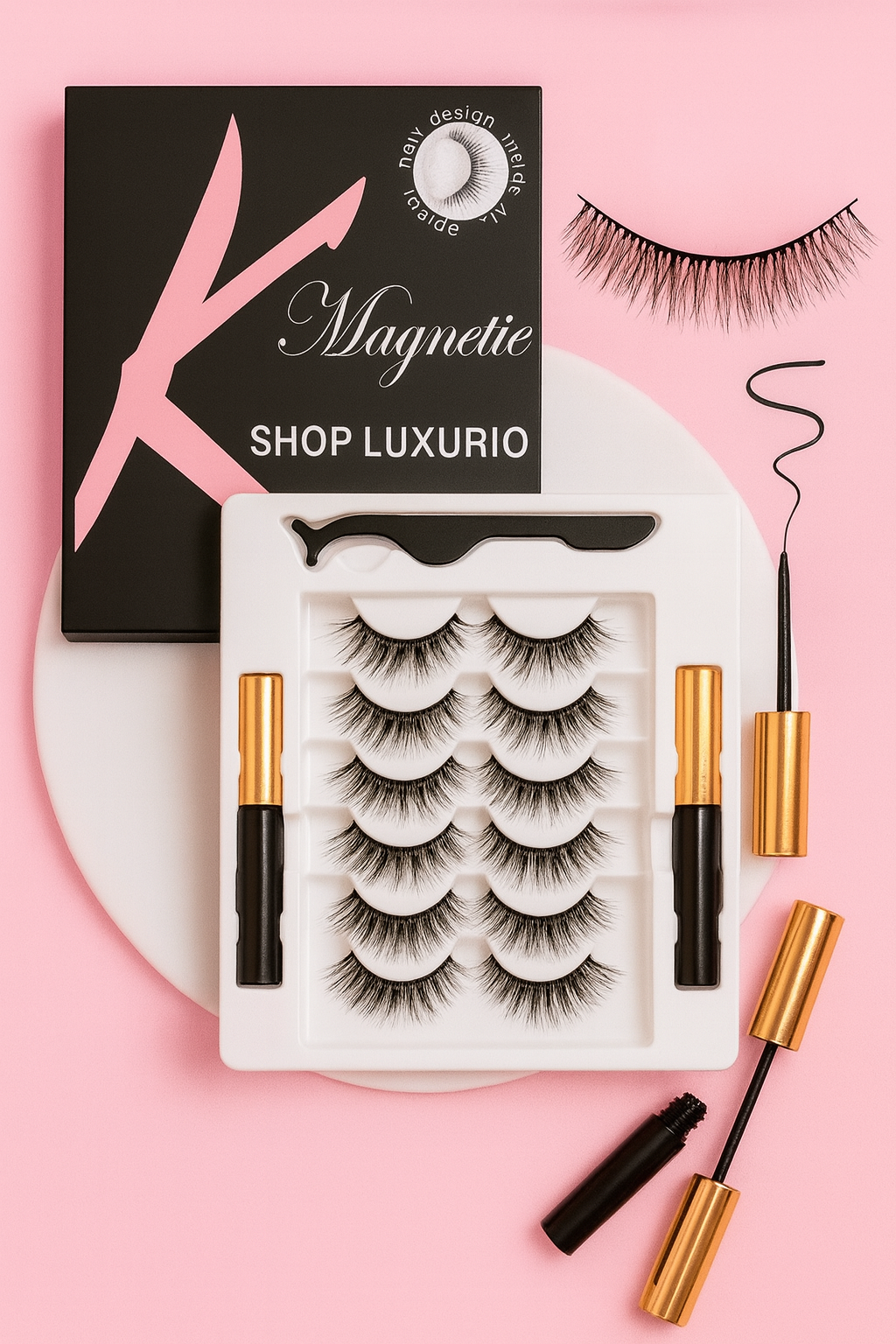 Magnetic Eyelashes & Eyeliner Kit – 7 Pairs Reusable 3D Wispy Lashes, Natural & Fluffy False Eyelashes Set with 7 Styles for Everyday & Glam Looks