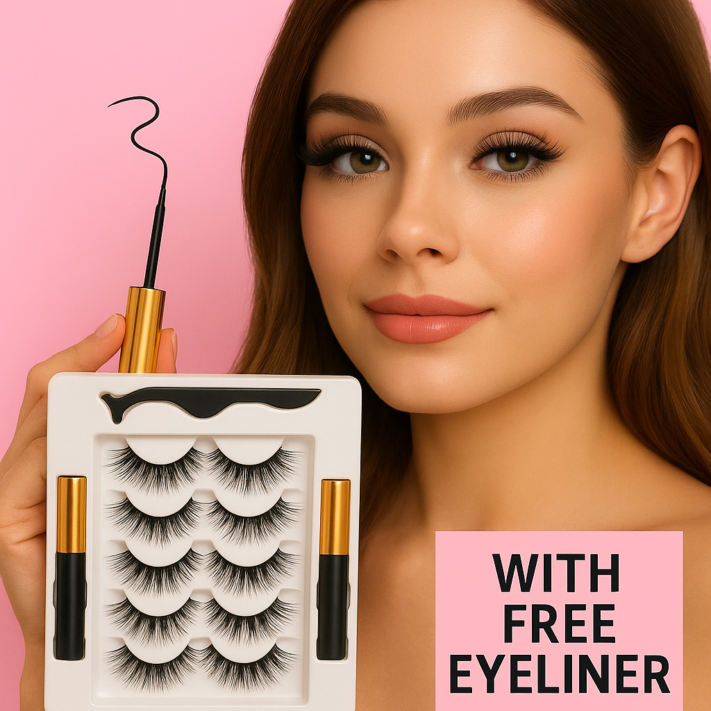 Magnetic Eyelashes & Eyeliner Kit – 7 Pairs Reusable 3D Wispy Lashes, Natural & Fluffy False Eyelashes Set with 7 Styles for Everyday & Glam Looks